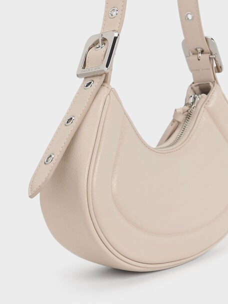 Petra Curved Shoulder Bag, Oat, hi-res