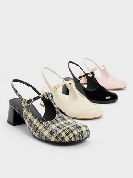 T-Bar Slingback Mary Jane Pumps, Chalk, hi-res