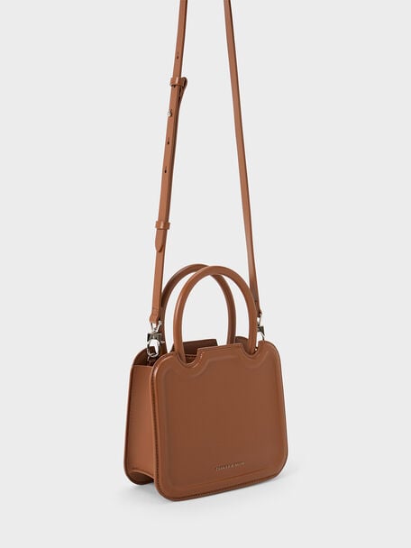 Perline Sculptural Top Handle Bag, Chocolate, hi-res