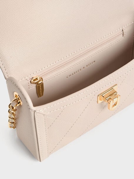 Tallulah Quilted Push-Lock Clutch, Oat, hi-res