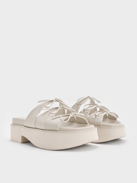 Dorri Triple-Bow Platform Sandals, Chalk, hi-res