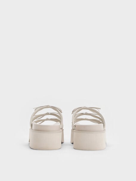 Dorri Triple-Bow Platform Sandals, Chalk, hi-res