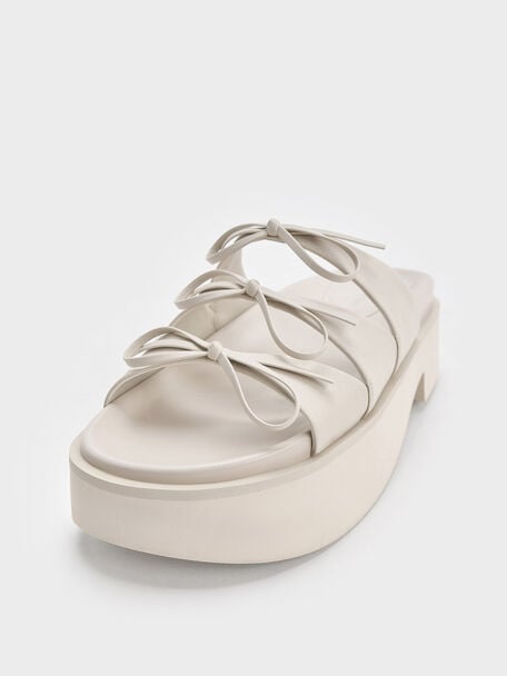 Dorri Triple-Bow Platform Sandals, Chalk, hi-res